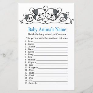 Jeu de nom d'animaux bébé Bouledogue
