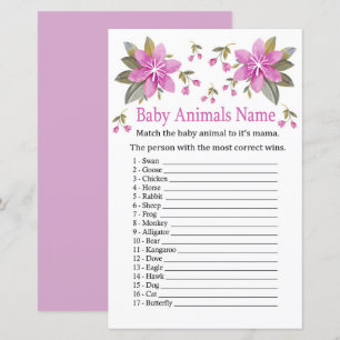 Jeu de nom d'animaux bébé Fleurs violettes