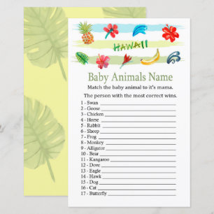 Jeu de nom d'animaux bébé Hawaï