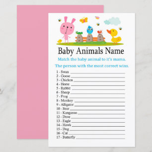 Jeu de nom d'animaux bébé lapin drôle rose