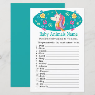Jeu de nom d'animaux bébé licorne