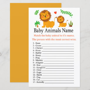 Jeu de nom d'animaux bébé Lion