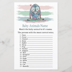 Jeu de nom d'animaux bébé manchots