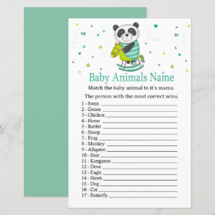 Jeu de nom d'animaux bébé Panda