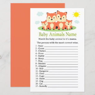 Jeu de nom d'animaux bébé renard