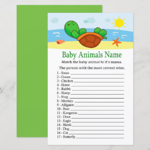 Jeu de nom d'animaux bébés Tortue Mignonne