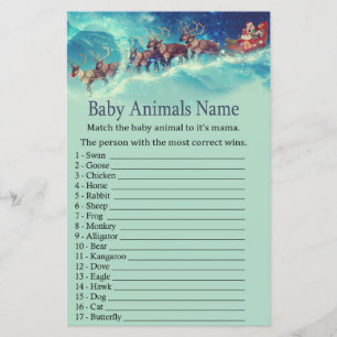 Jeu de nom d'animaux de bébé de Noël de traîneau d