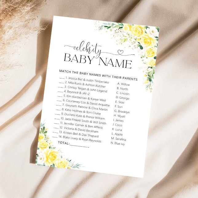 Jeu de nom de bébé de célébrité Baby Shower Fleurs (Créateur téléchargé)
