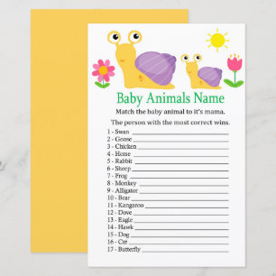 Jeu de noms d'animaux bébé escargot