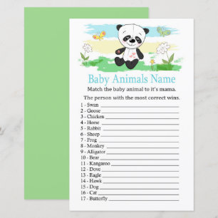 Jeu de noms d'animaux bébé panda bébé