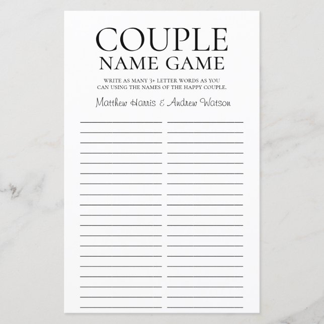 Jeu de noms de couple LGBTQ Rustique (Devant)