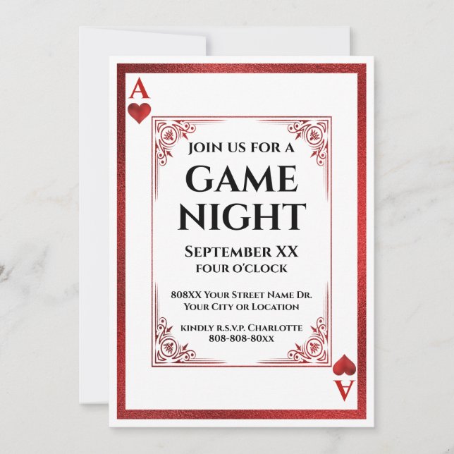 Jeu de nuit As de cœur carte à jouer (Devant)