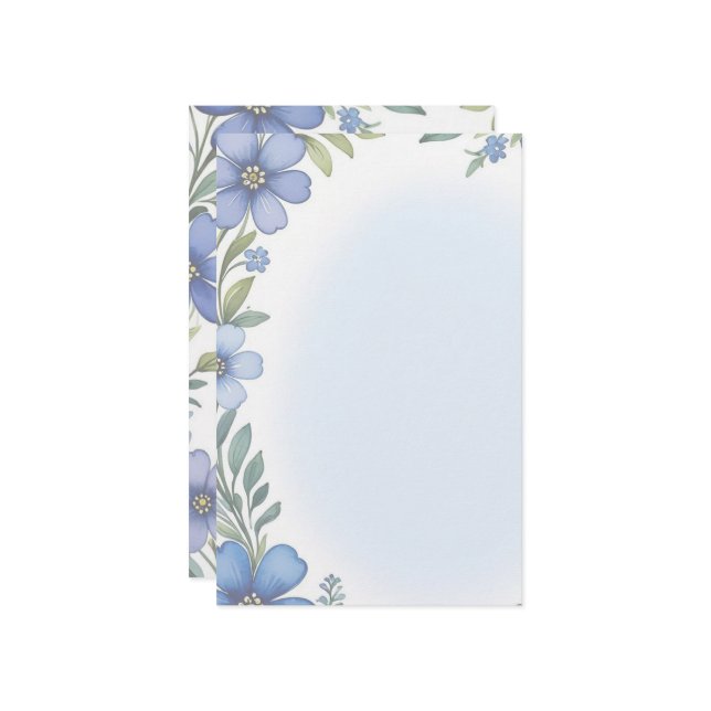 Jeu de papeterie Blue Floral (Devant/Arrière en situation)