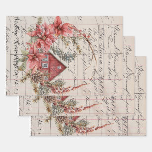 Jeu de papier à envelopper (3) Thème Vintage Noël