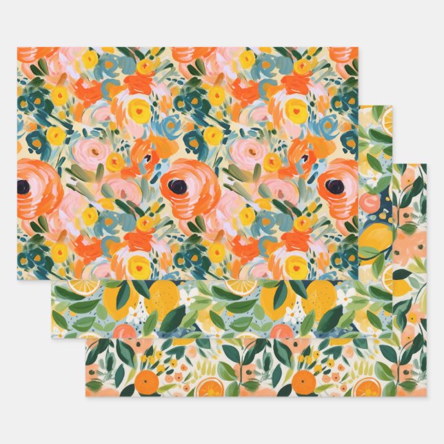 JEU DE PAPIER DÉCORATIF ABSTRAIT DE CITRUS ET DE F (Lot)