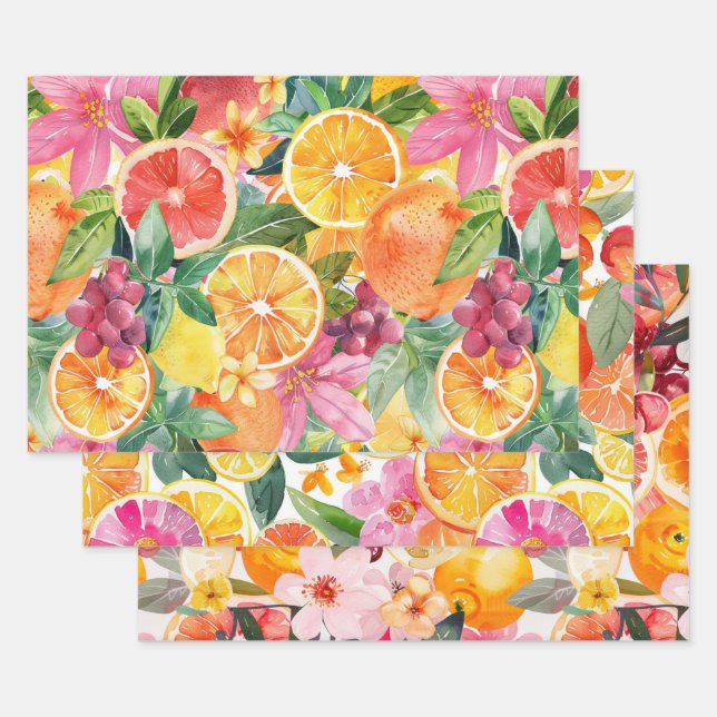 JEU DE PAPIER DÉCORATIF ABSTRAIT DE CITRUS ET DE F (Lot)