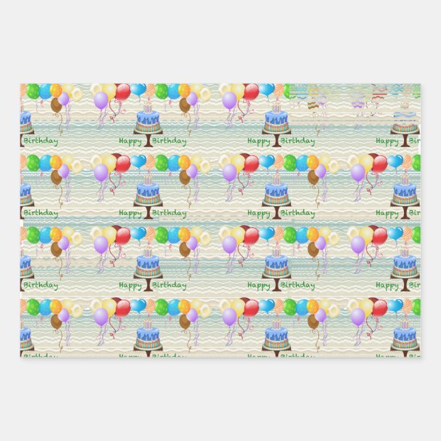 jeu de papier d'emballage d'anniversaire (Devant 2)