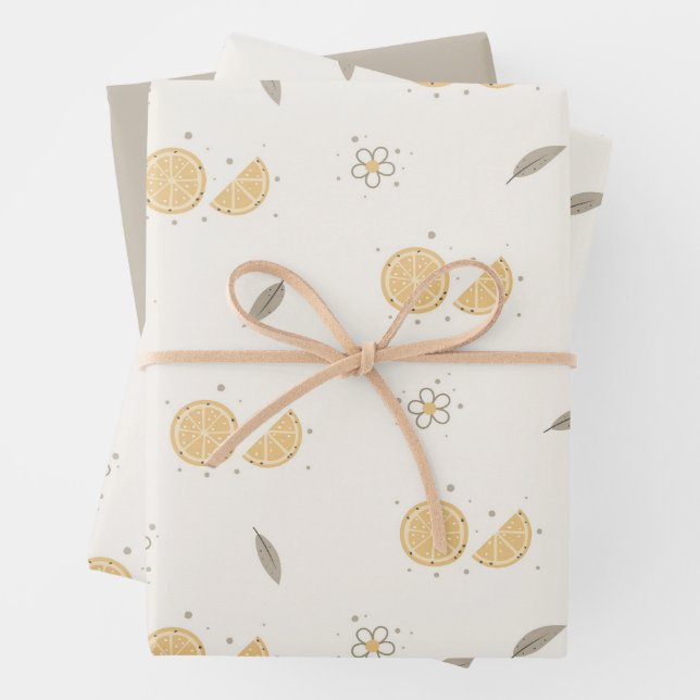 Jeu de papier d'emballage orangé décoratif (En situation)
