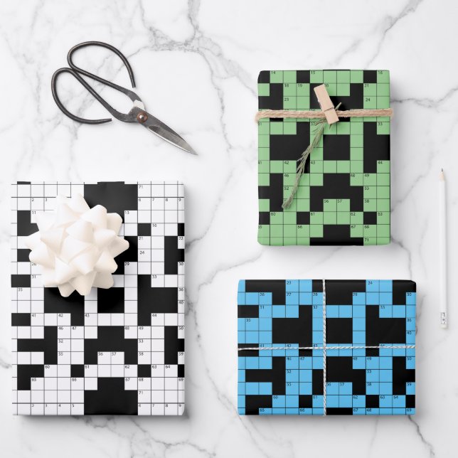 Jeu de papier d'enrobage de conception de mots cro (Recto)