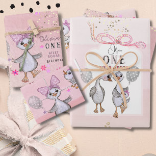 Jeu de papier d'enveloppement de 1er anniversaire 