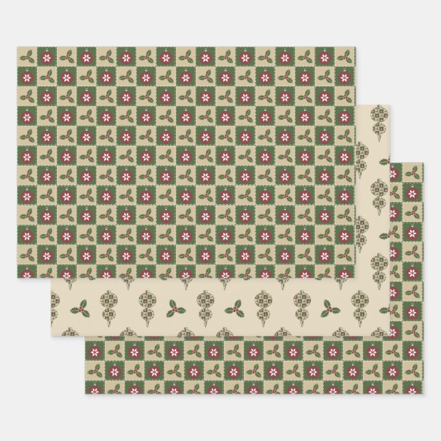 Jeu de papier d'enveloppement de surface de Noël (Lot)