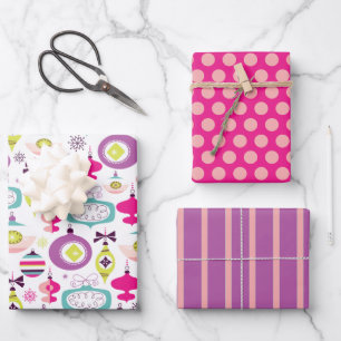 Jeu de papier d'enveloppement rétro de Noël