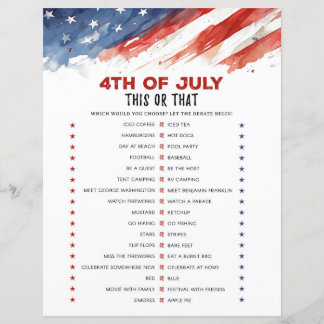 Jeu de partie 4 juillet