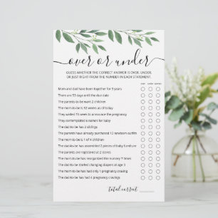 Jeu de partie sur ou sous jeu Baby shower partie