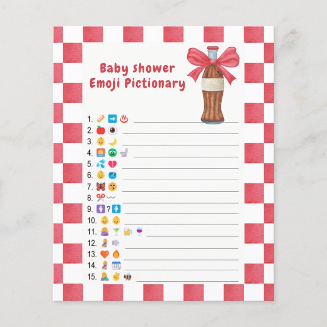Jeu de Pictionary baby shower avec emoji bouteille (Devant)