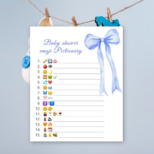 jeu de Pictionary baby shower emoji arc bleu