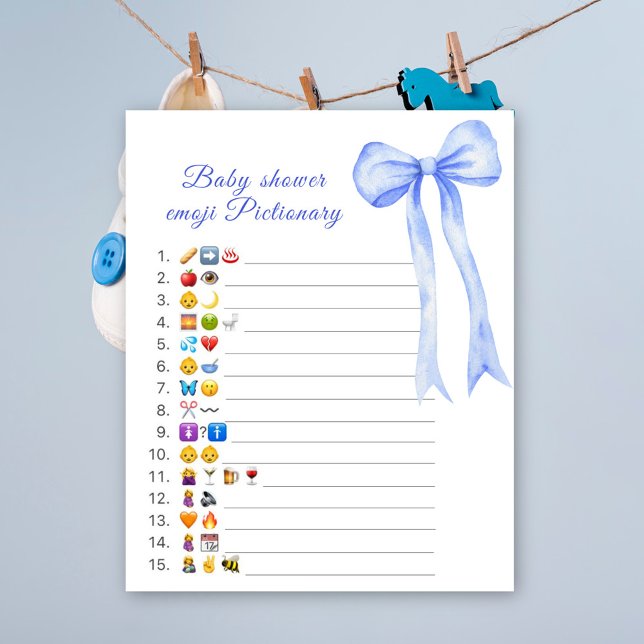 jeu de Pictionary baby shower emoji arc bleu (Créateur téléchargé)