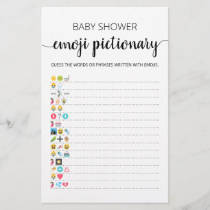 Jeu de Pictionary d'Emoji Baby Shower avec réponse