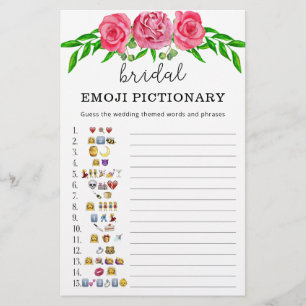Jeu de pictionary d'emoji de baby shower floral ro