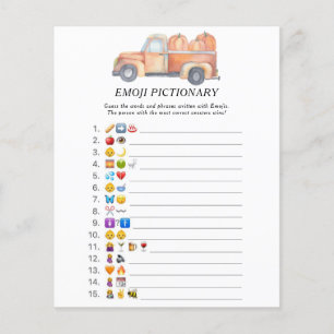 Jeu de pictionary d'emoji de camion de citrouille