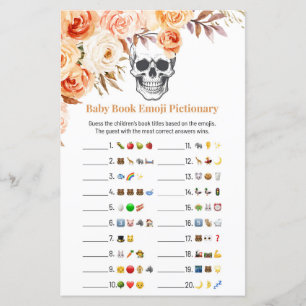 Jeu de Pictionary d'émoji de crâne floral Hallowee