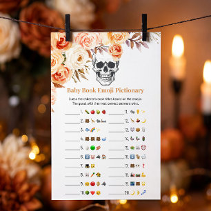 Jeu de Pictionary d'émoji de crâne floral Hallowee