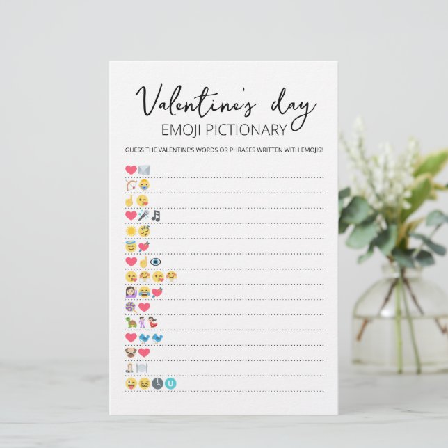 Jeu de Pictionary d'émoji pour la Saint-Valentin a (Debout devant)