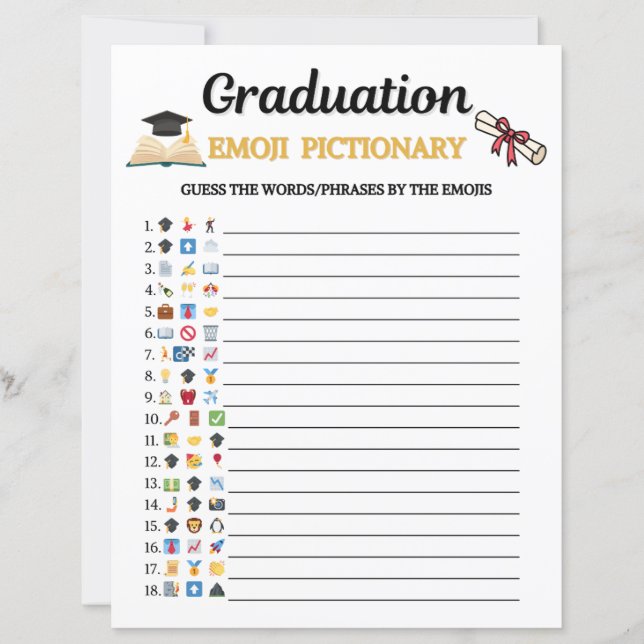 Jeu de Pictionary d'émojis de remise de diplômes (Devant)