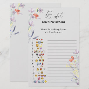 Jeu de pictionary emoji baby shower bohème floral
