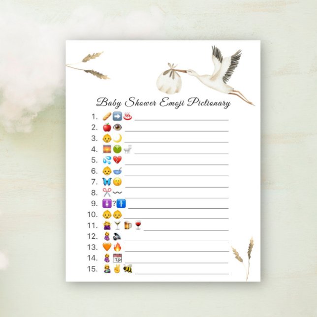 jeu de Pictionary emoji baby shower cigogne (Créateur téléchargé)