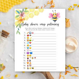Jeu de pictionary emoji Baby Shower Girl Bee