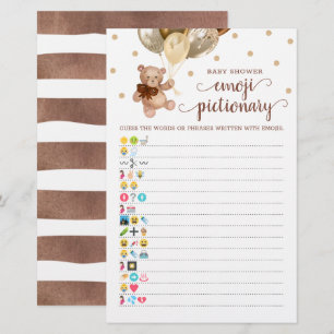 Jeu de Pictionary Emoji Baby Shower Thème Ours en