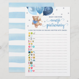 Jeu de Pictionary Emoji Baby Shower Thème Ours en