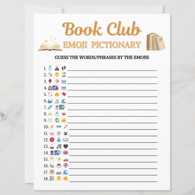 Jeu de Pictionary Emoji Club de Lecture (Devant)