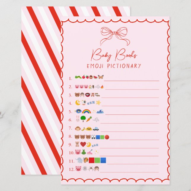 Jeu de Pictionary Emoji Livres pour Bébé à Ruban R (Devant / Derrière)