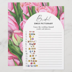 Jeu de pictionary emoji pour baby shower avec rose