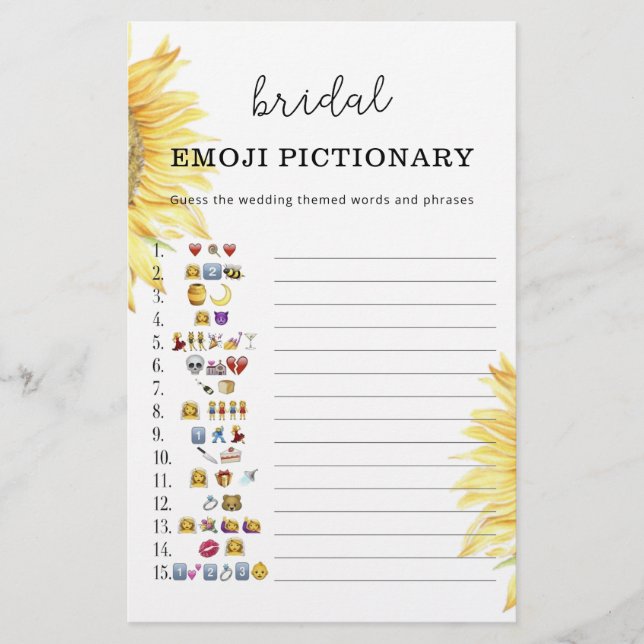 Jeu de pictionary emojis pour la fête de mariage t (Devant)