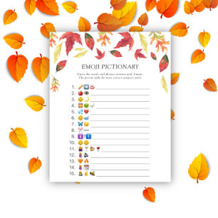 Jeu de pictionnaire d'émoji de feuilles d'automne