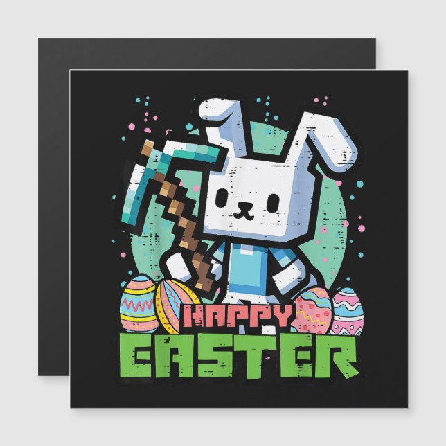 Jeu de pixels de lapin de Pâques heureux  (Devant / Derrière)