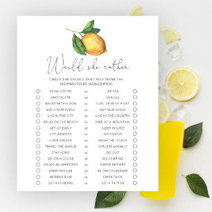 Jeu de 'Plutôt Elle Ou' pour Baby Shower sur le th
